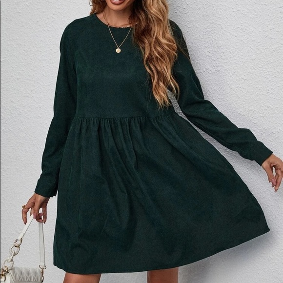 SHEIN Dresses Final Price Drop Corduroy Forest Green Baby Doll